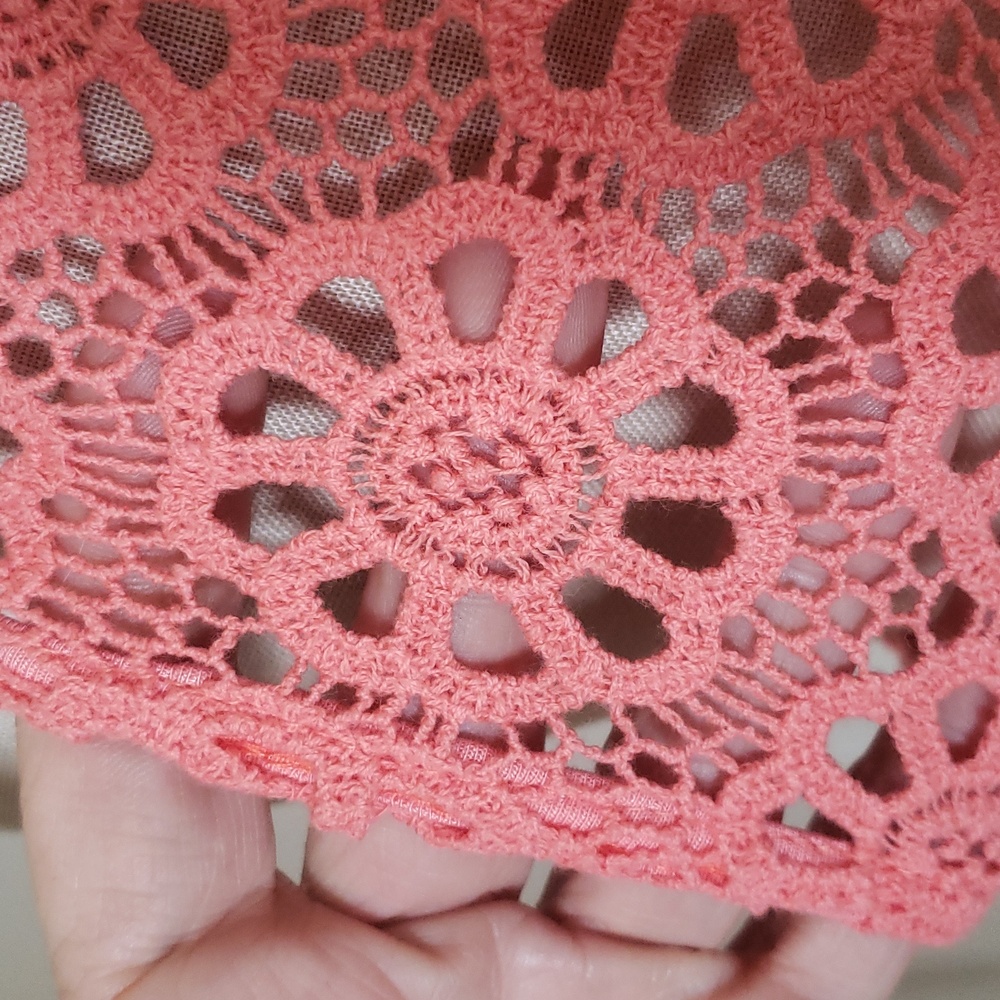 Urban Outfitters PINS & NEEDLES Coral Peach Crochet Sleeveless Top Boho - Picture 8 of 10